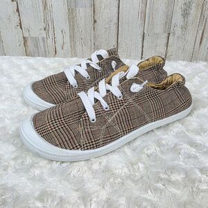 Twisted Andrea Plaid Lace Up Casual Sneaker Brown Size 6.5